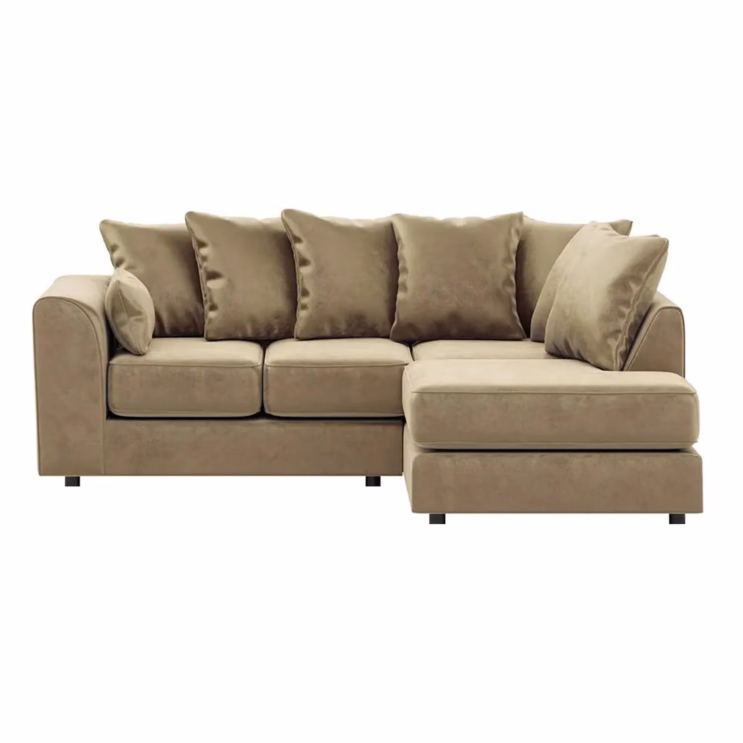Furnishings For Less UK Brooklyn L Shaped Corner Sofa, 3 to 4 Seater, Right Hand Facing, Beige Plush Velvet – 2
