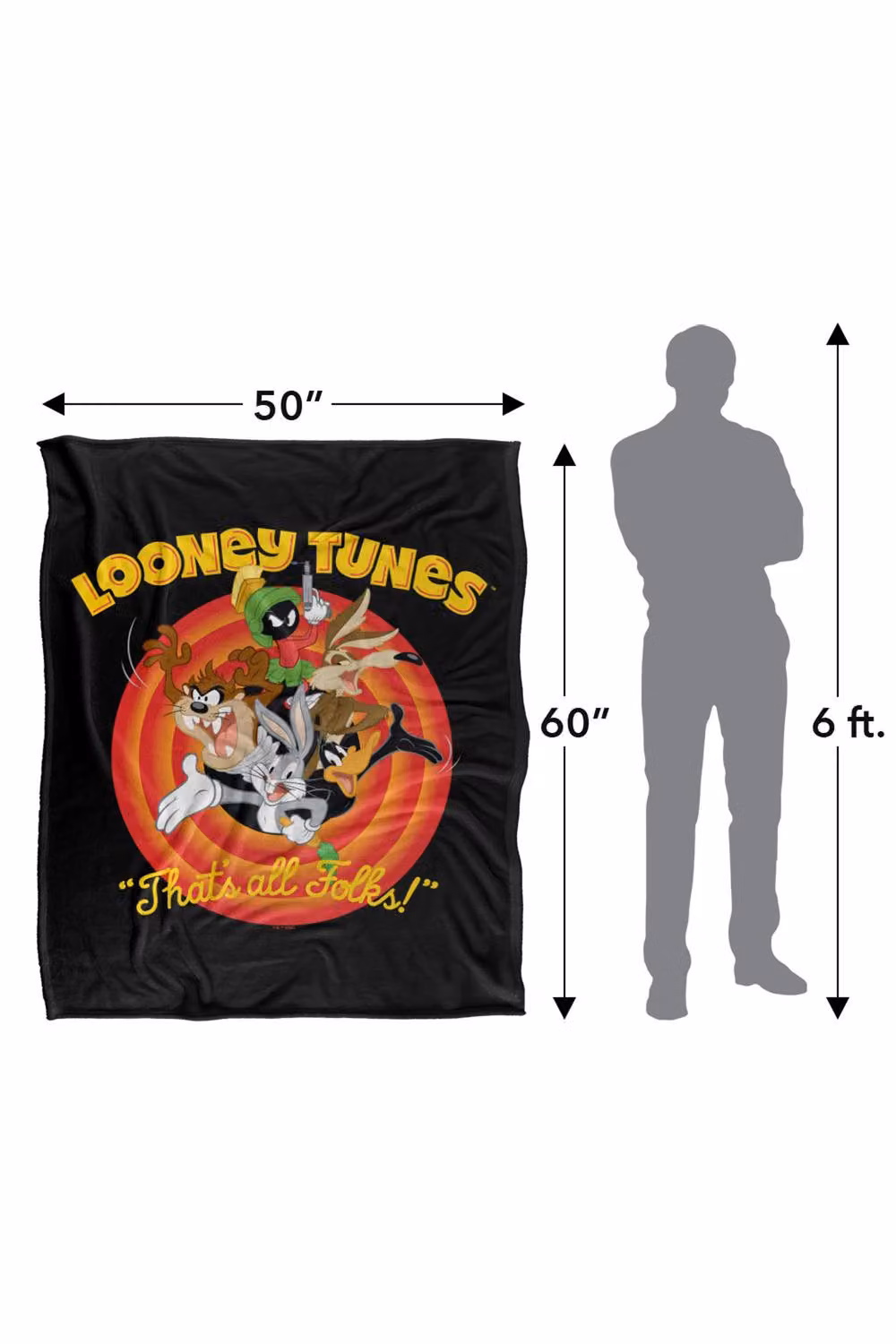 Warner Bros. Looney Tunes That's All Folks Super Soft Silky Touch Fleece Throw Blanket, Multicolour, W: 152 cm x D: 127 cm – 8