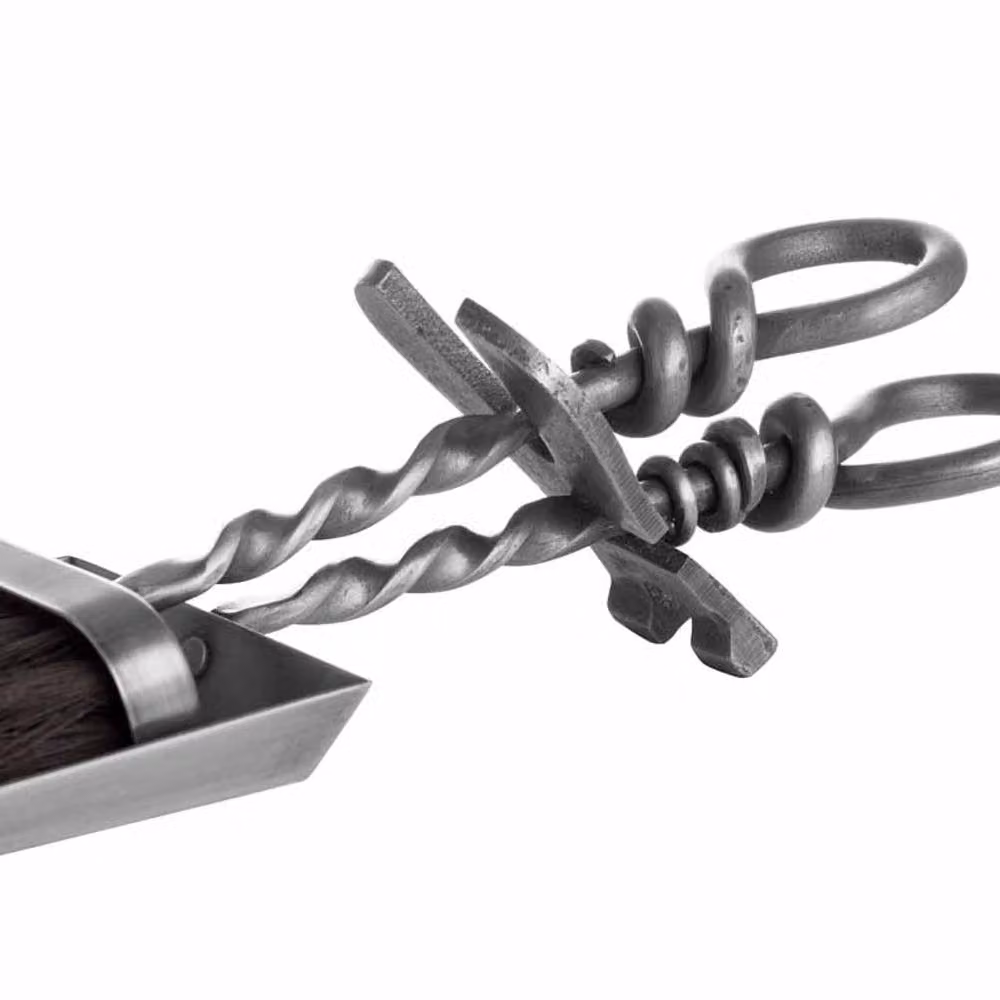Lemon Pavilion Grey Hearth Tidy Set with Hand Turned Loop Handle, W: 14 cm, D: 10 cm, H: 37 cm – 2