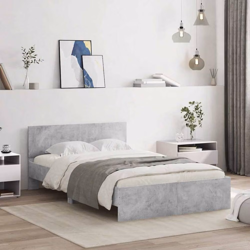 Berkfield Home Durable Bed Frame with Headboard, LED Under-Bed Lighting and Lift-Up Base, Grey, W/D/H: 140 x 190 x 70 cm – 3
