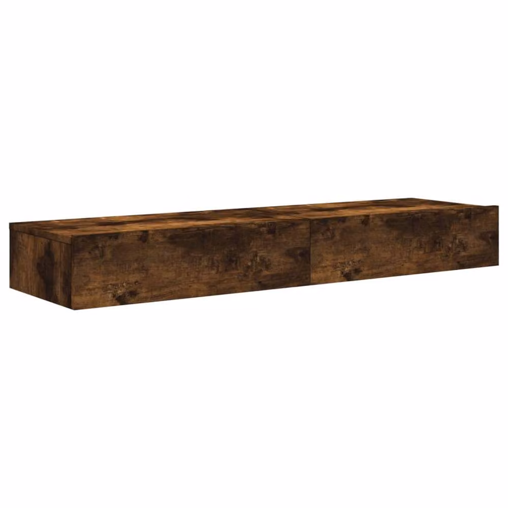 Berkfield Home Set of 2 Modern Wall Mounted TV Cabinets with Integrated LED Lighting in Smoked Oak Brown, W/D/H: 60 x 35 x 15.5 cm – 3