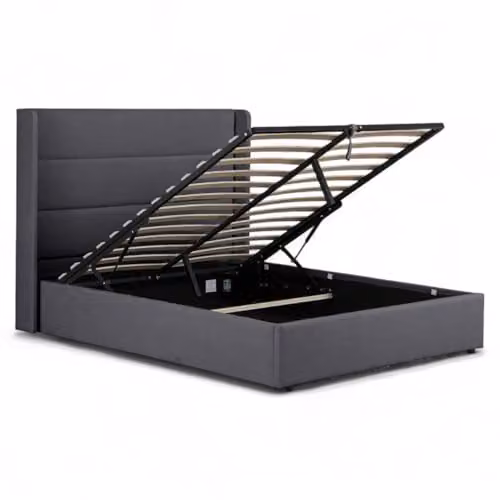 OAT Home Wilmslow Ottoman Storage Upholstered Bed Frame with Winged Headboard, Anthracite Grey, W/D/H: 140 x 200 x 129 cm – 5