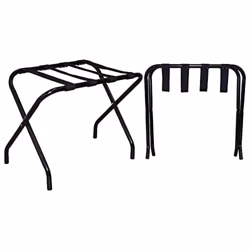 Harbour Housewares Folding Metal Luggage Racks, Black, Pack of 2, W/D/H: 55.0 x 38.0 x 67.0 cm