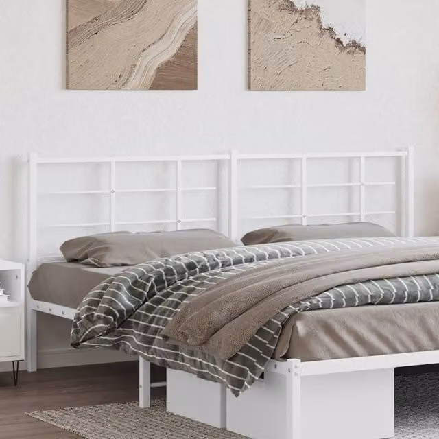 Berkfield Home Classic Metal Headboard in White, 200 cm
