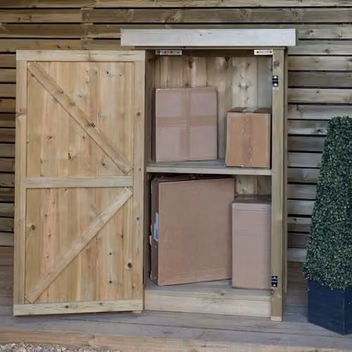 Garden Village Pendle Large Brown Wooden Parcel and Bin Store W/D/H: 121 x 63 x 121 cm