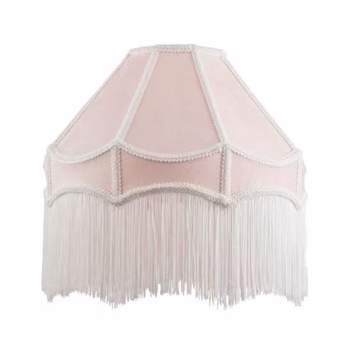 K LIVING Pink and White Velvet Tassel Lamp Shade with Classic Cone Design, Diameter: 30.48 cm – 1