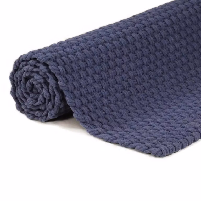Berkfield Home Rectangular Braided Cotton Rug in Navy Blue, W: 160 cm, L: 230 cm
