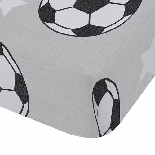 Catherine Lansfield Football Stars Brushed Cotton Flannelette Junior Fitted Sheet, Grey, W: 70 cm, D: 140 cm, H: 15 cm – 3