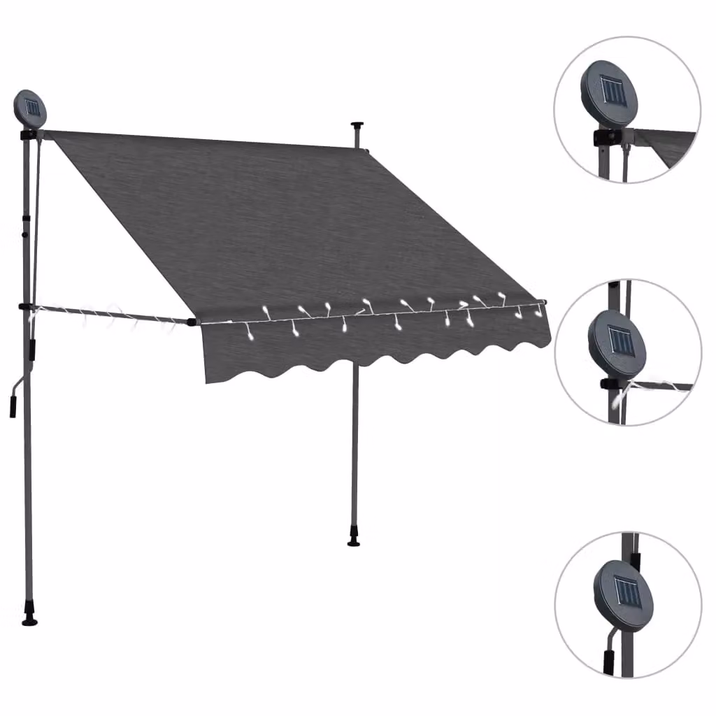 Berkfield Home Manual Retractable Awning with LED, Anthracite and Black, Width: 200 cm – 2