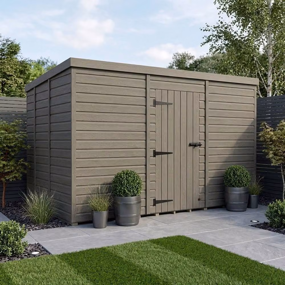 Buttercup Farm Grey Composite Pent Garden Shed with Single Door – 2