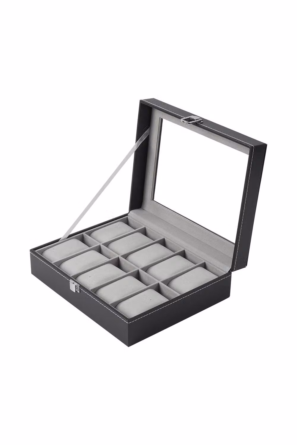 Garden Sanctuary Black Faux Leather Watch Case with 10 Slots, W/D/H: 25.5 x 20.0 x 8.0 cm – 2