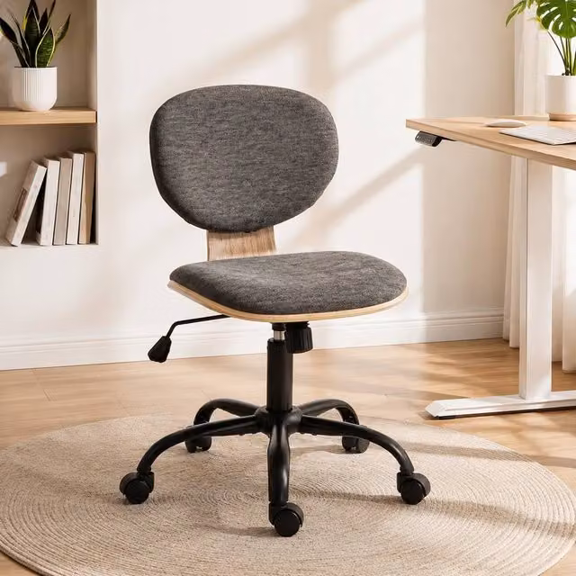 STILVORA Grey Fabric Office Task Chair with 360 Degree Swivel and Rocking Function