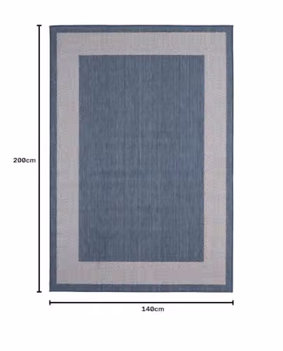 THE RUGS Blue Geometric Outdoor and Indoor Area Rug, W: 140 cm, D: 200 cm – 2