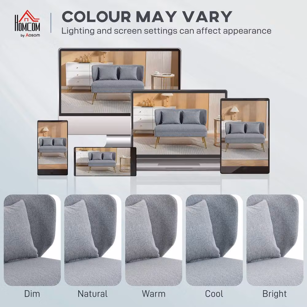 STILVORA 2 Seater Grey Fabric Wing-Back Sofa with Metal Legs and Scatter Cushions – 5