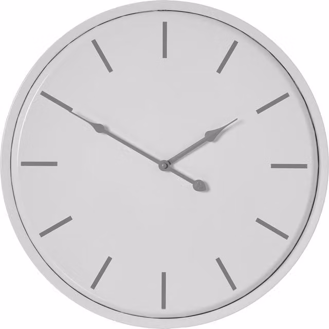 KDMK Modern Round Metal Analog Wall Clock in White