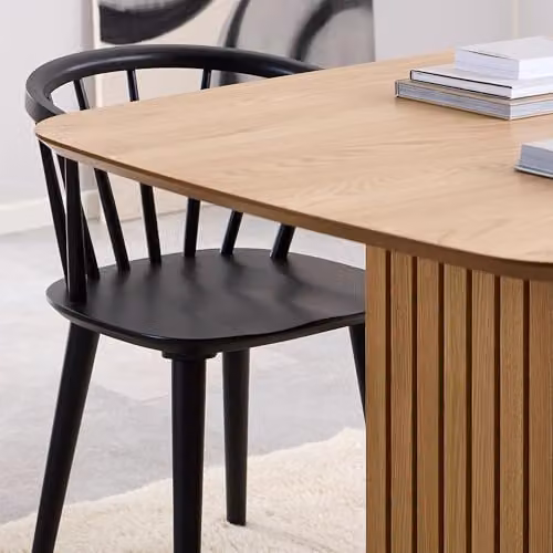 Actona Christo Oak Rectangular Dining Table and 6 Black Ida Dining Chairs Set – 2