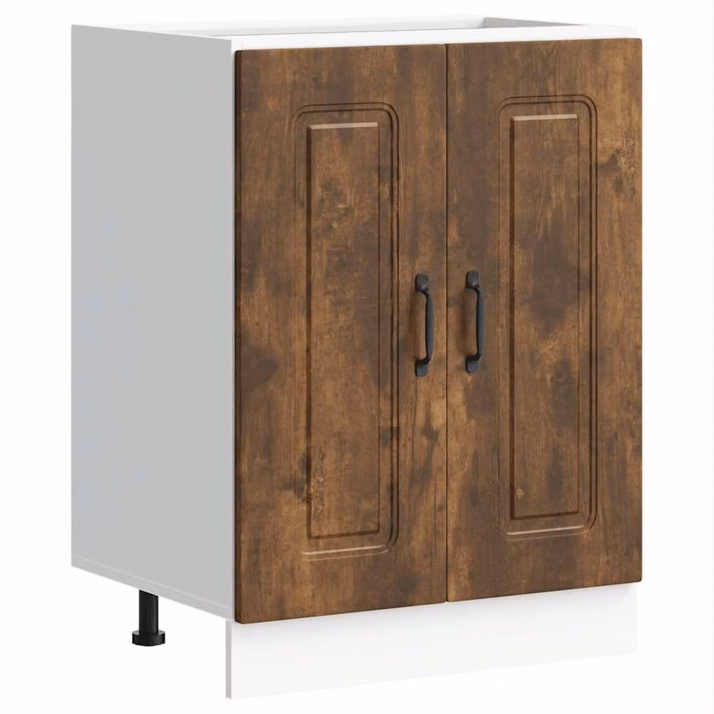 Berkfield Home Kalmar Sink Base Cabinet in Smoked Oak Brown, W/D/H: 60 x 46 x 81.5 cm – 2