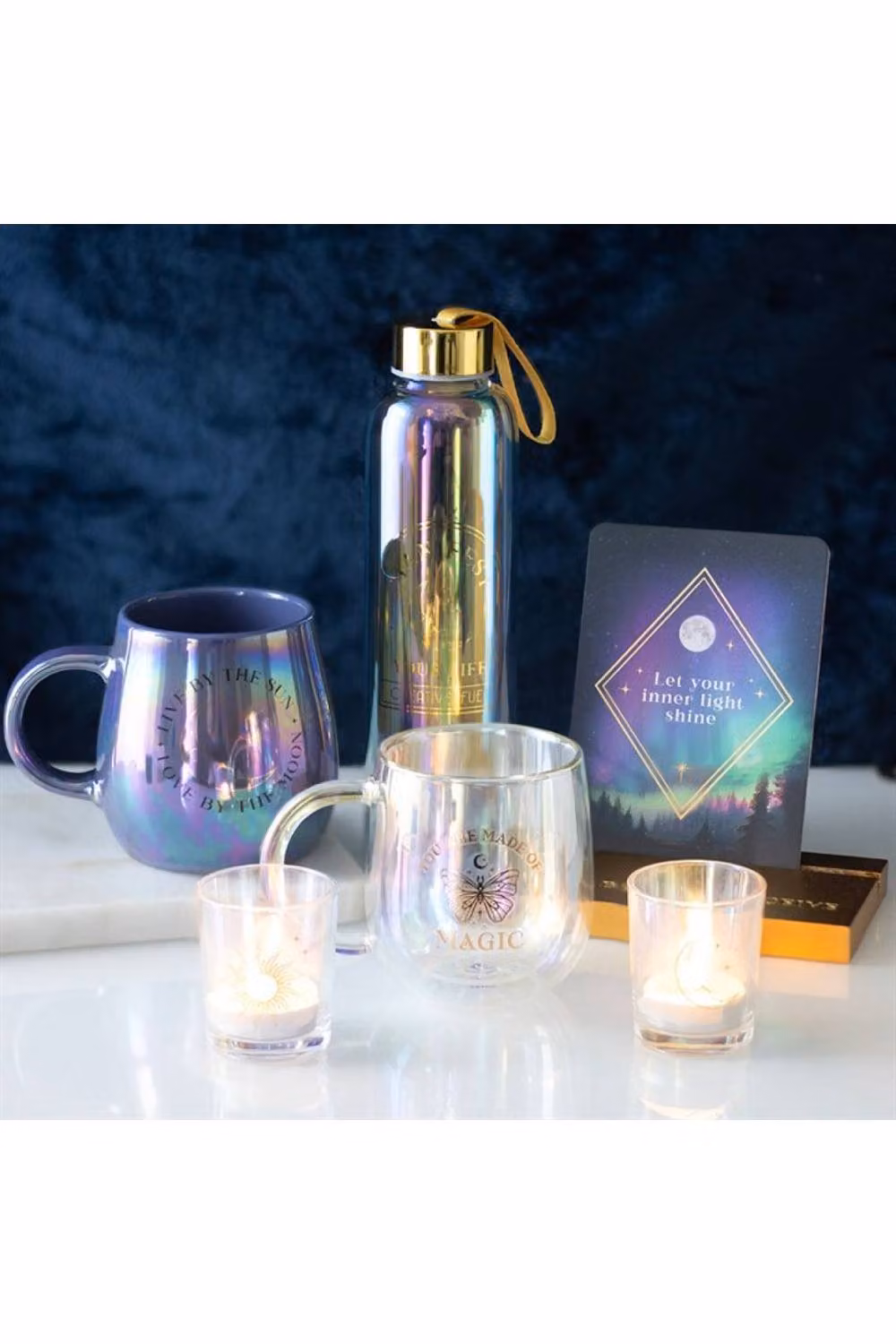 KDMD Manifest Your Life Iridescent Glass Water Bottle, Clear and Gold, 500 ml – 3