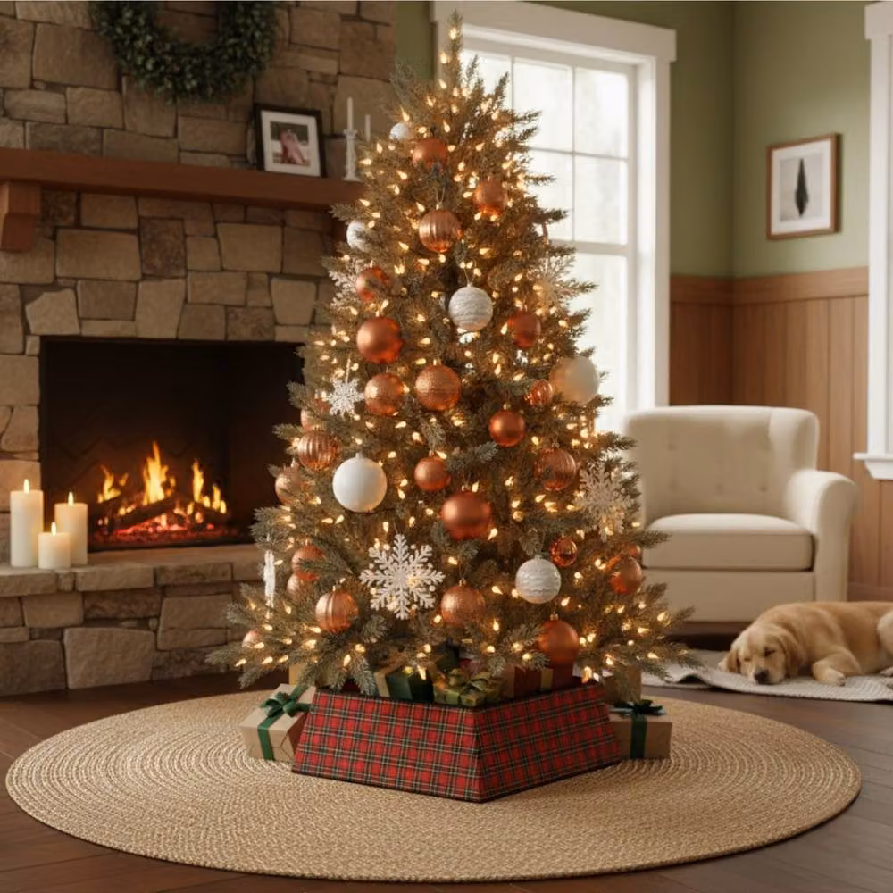 Pegdev Red Tartan Christmas Tree Skirt Decorative Foldable Base Cover – 3