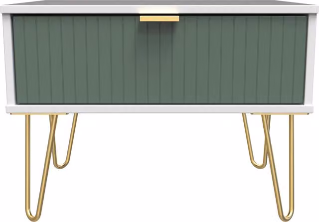 2 U Bexley Ready Assembled 1 Drawer Wide Side Table in Green and Gold – 1