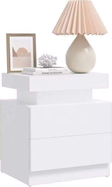 Berkfield Home Modern White Bedside Cabinet W/D/H: 45 x 35 x 52 cm
