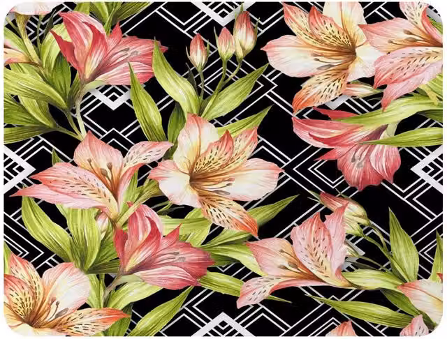 Benjamin Tate Design Bright Plants On Geometric Fleece Blanket in Green, Beige and Multicolour, W/D/H: 120 x 150 cm – 2