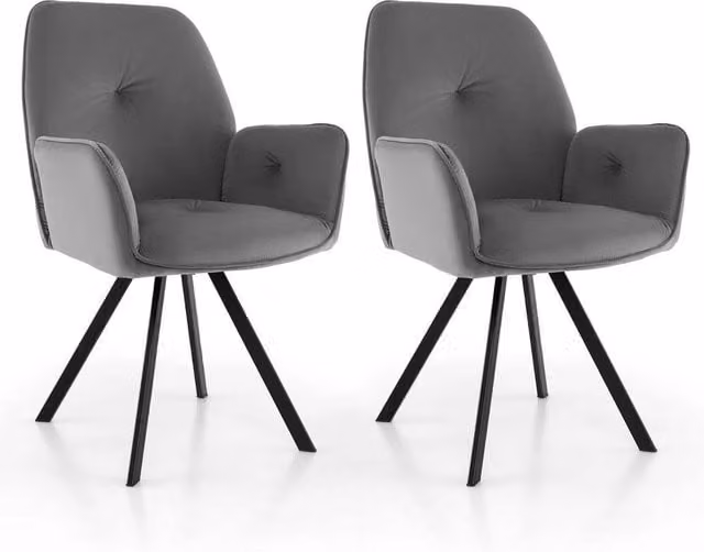 EONLION Set of 2 Grey Ergonomic Swivel Accent Chairs with Armrests
