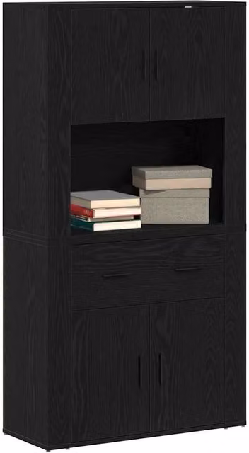 Berkfield Home Black Oak Highboard W/D/H: 80 x 33 x 150 cm