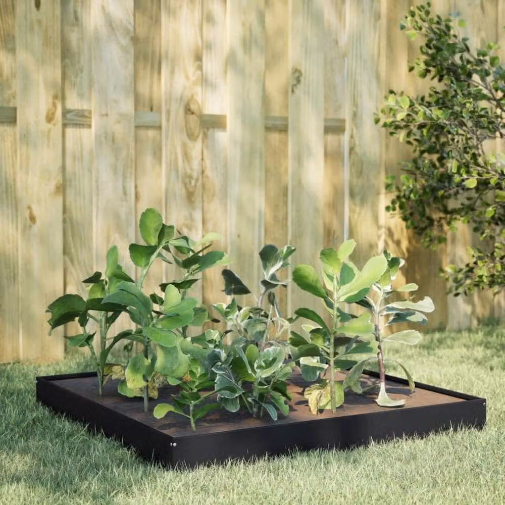 Berkfield Home Garden Black Steel Raised Bed W/D/H: 100 x 100 x 18.5 cm – 2