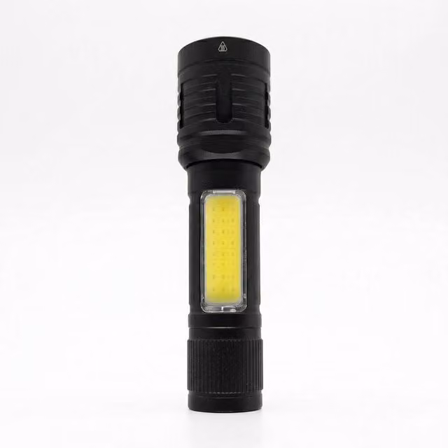 Dragodirect 2-in-1 Rechargeable Pocket Flashlight with COB Side Light and LED in Black