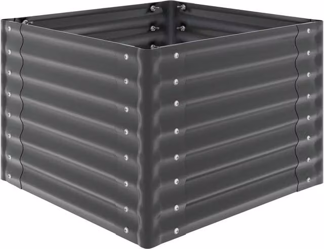 tectake Salvia Raised Garden Bed in Grey Galvanised Steel, W/D/H: 80 x 80 x 62 cm – 1