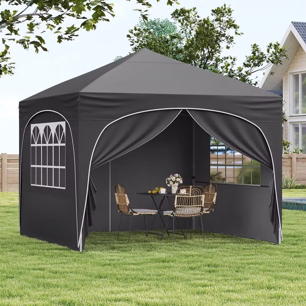 Costway Pop up Canopy Tent Portable Foldable Beach Sun Shelter, Grey/Silver, W: 300 cm, D: 300 cm, H: 286 cm – 9