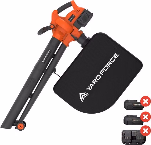Yard Force CR20 Cordless Blower Vacuum Bare Unit in Black and Orange