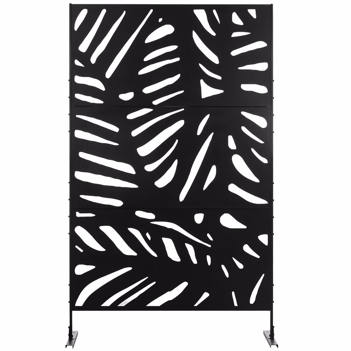 Outsunny Freestanding Metal Outdoor Privacy Screen and Decorative Garden Divider in Black, W/H: 121.92 x 198.12 cm – 7