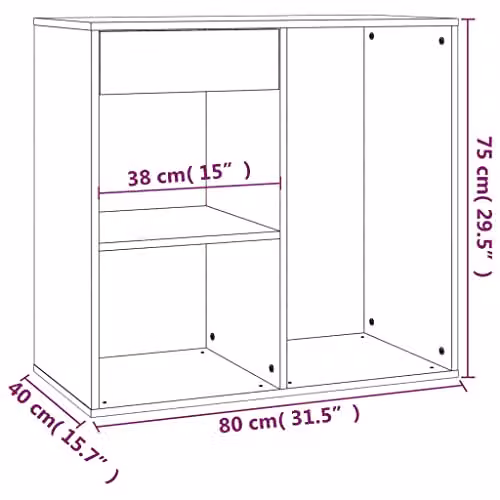 vidaXL Modern Cosmetic Cabinet in Smoked Oak, W/D/H: 80 x 40 x 75 cm – 3