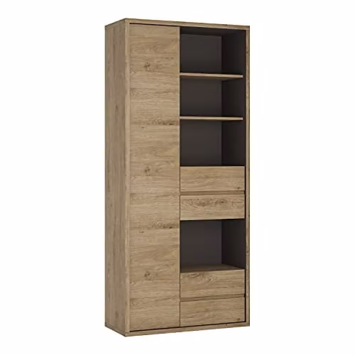 Furniture To Go Modern Oak 1 Door and 4 Drawer Bookcase in Brown