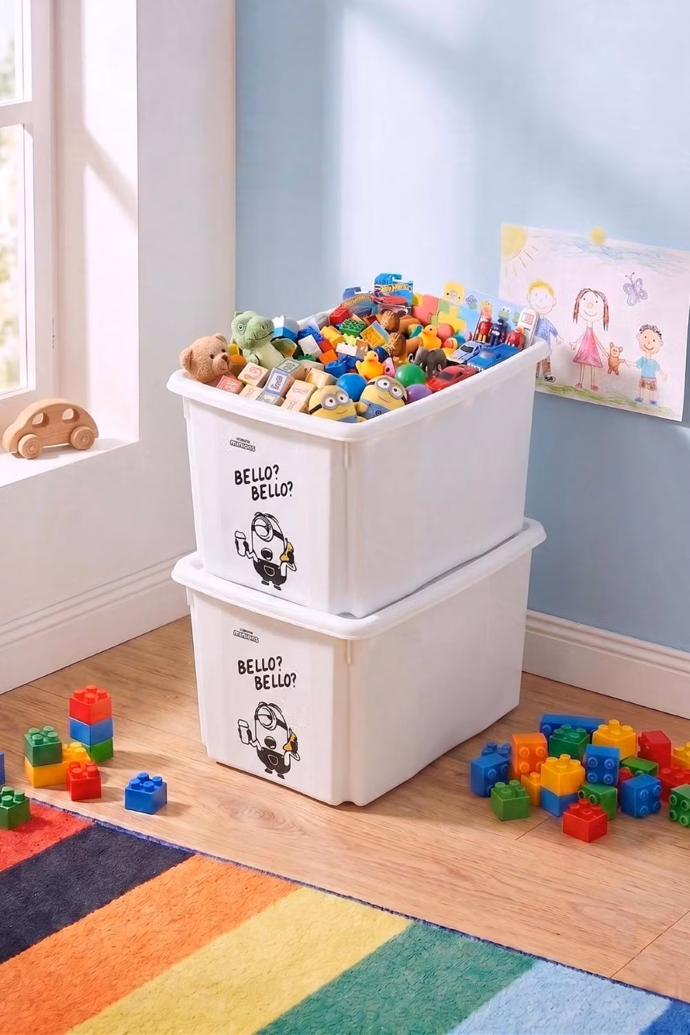 Keeeper Set of 2 Minions Stackable Turning Storage Boxes, 30L, Grey and White – 2