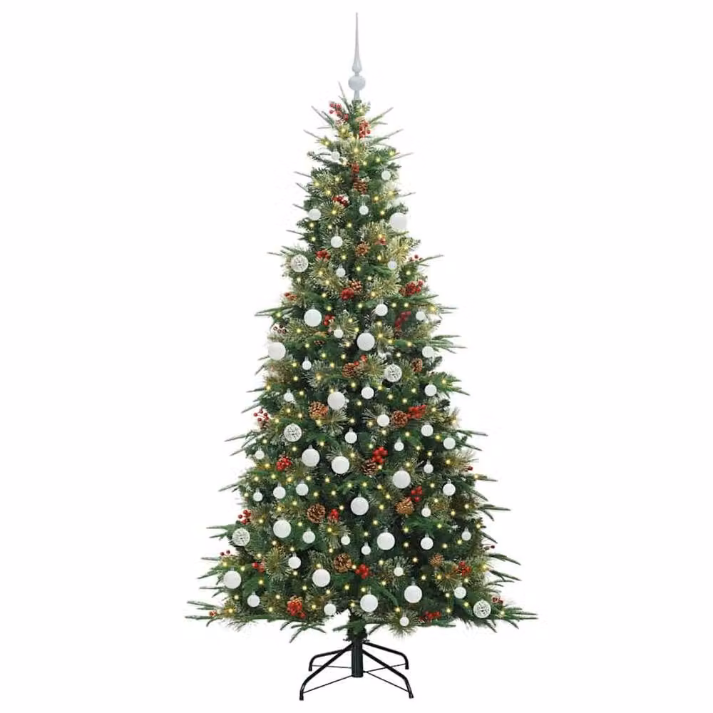 Berkfield Home Artificial Hinged Christmas Tree in Green, Height: 180 cm – 3