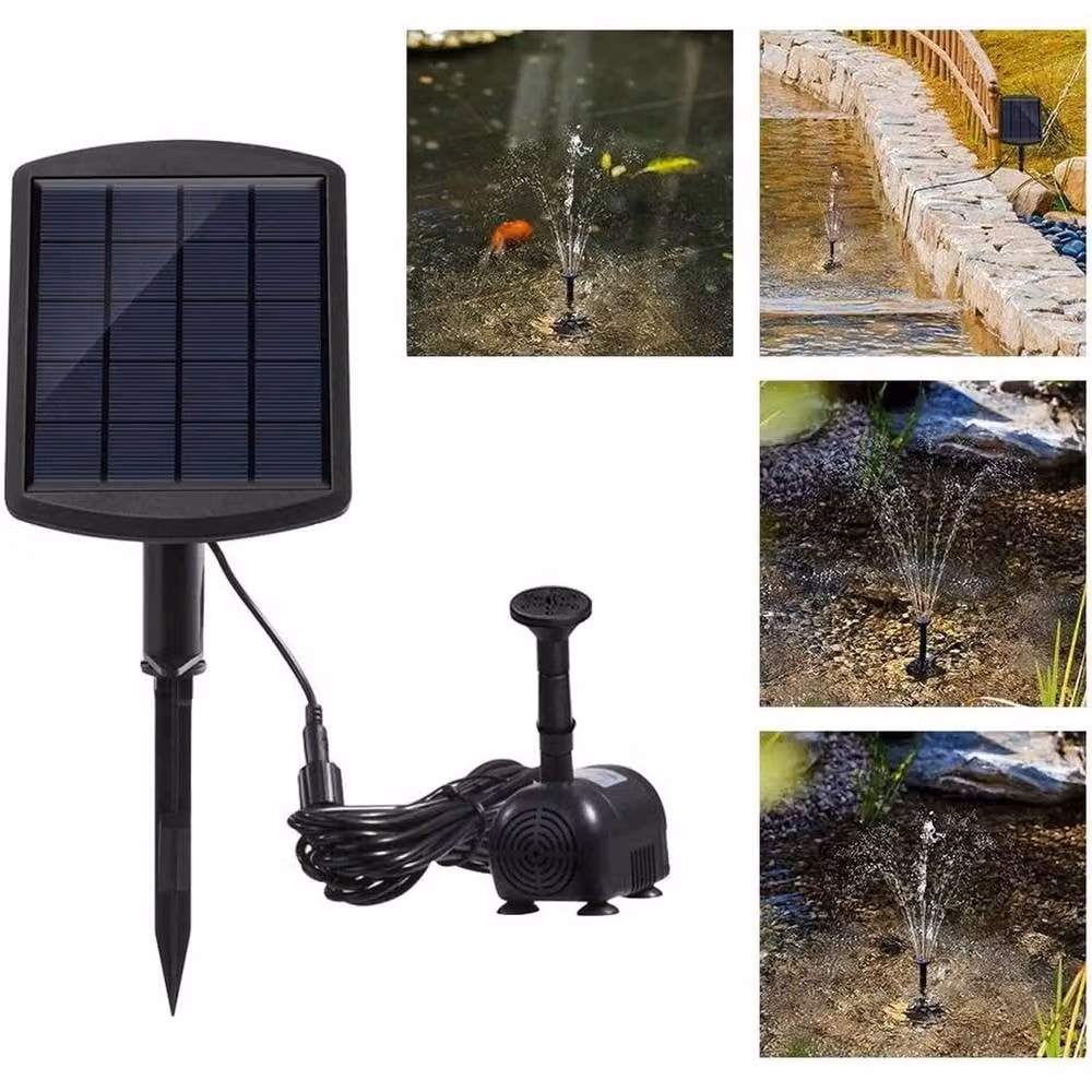 KORVIXA Solar Powered Garden Water Fountain in Black, 100 cm – 4