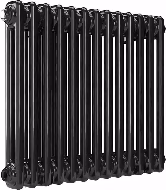 Lux Heat Horizontal 2 Column Steel Radiator in Black Nickel Lacquer, H 50.0 cm x W 60.5 cm x D 10.7 cm