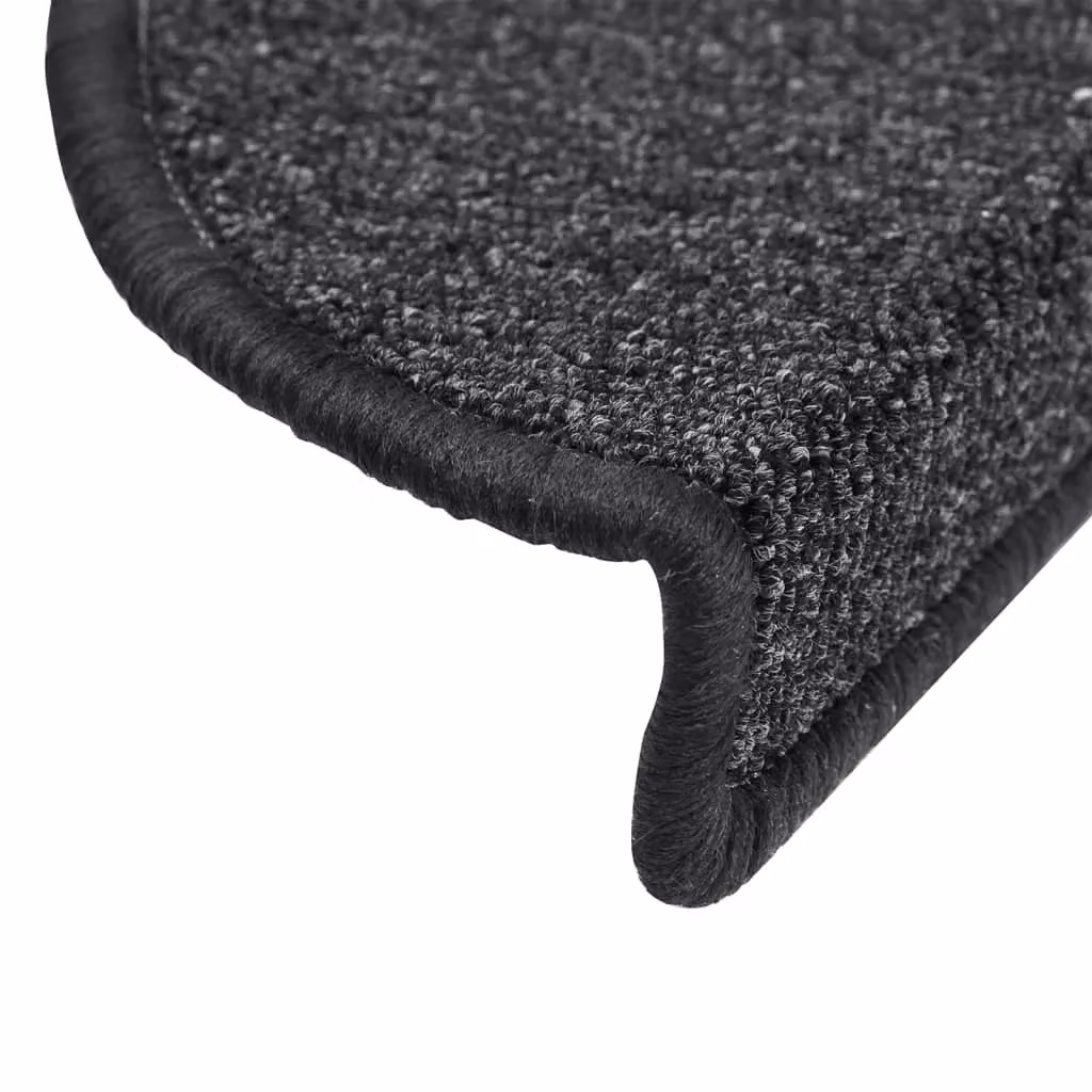 Berkfield Home Self-Adhesive Carpet Stair Treads, 15 Pieces, Anthracite Black, W/D/H: 56 x 17 x 3 cm – 5