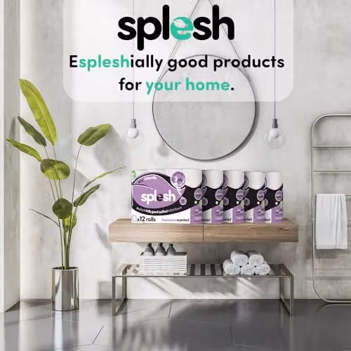 Cusheen Splesh Lavender Scented Toilet Roll, 60 Rolls, 3 Ply Quilted White Bulk Family Pack – 3