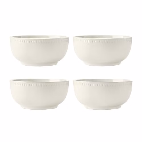 Mikasa Cranborne 4pc White Stoneware Cereal Bowl Set, Diameter: 15 cm – 1
