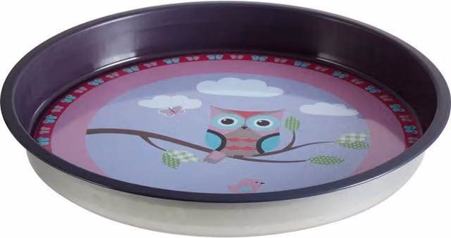Orsina Happy Owls Round Metal Serving Tray in Purple and Multicolour, W/D/H: 33 x 33 x 4 cm – 4