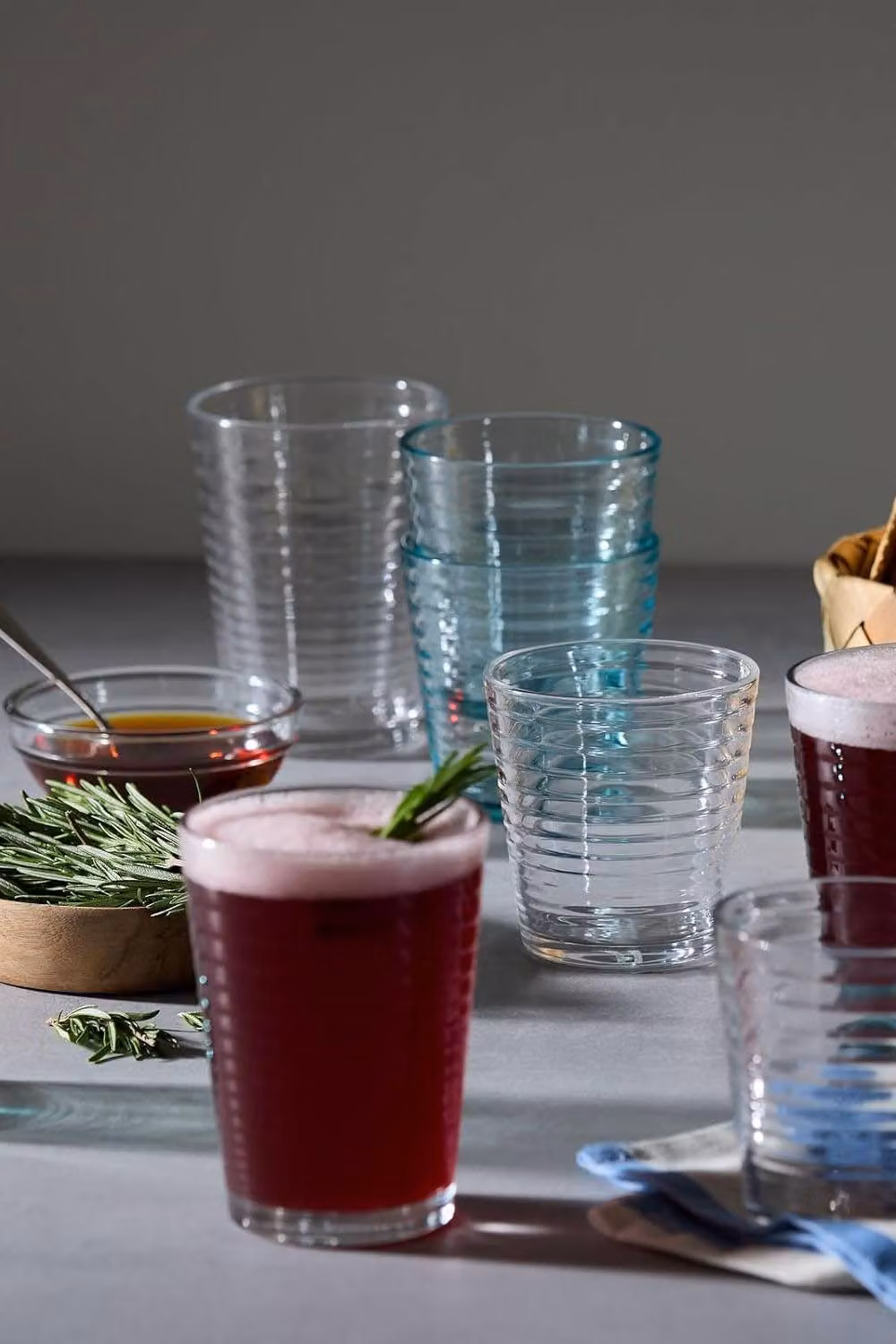 Royal Doulton Gordon Ramsay Maze Blue Geometric Glass Tumblers, Set of 4, 340ml – 2