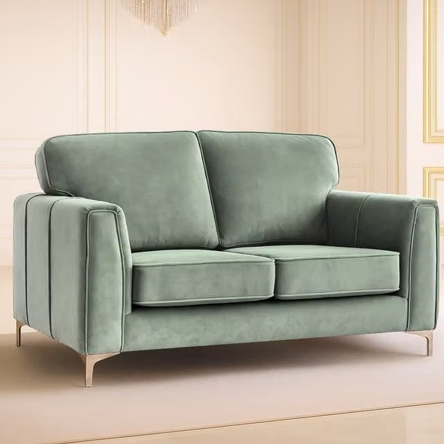 Somnior Beds Ltd Regency 2-Seater Plush Velvet Sofa in Olive Green