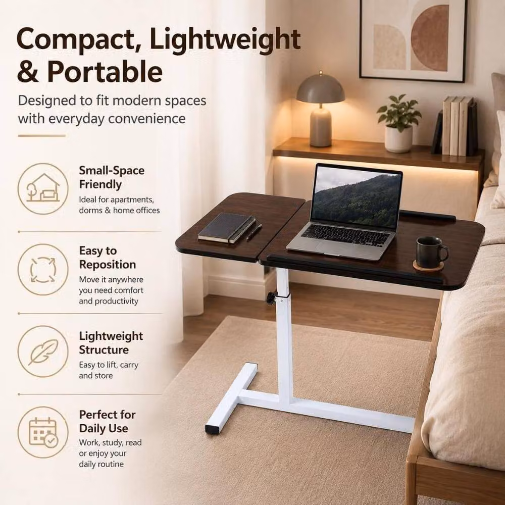 MANTRARAJ Adjustable Height Modern Office Desk with Moveable Top in Brown – 5