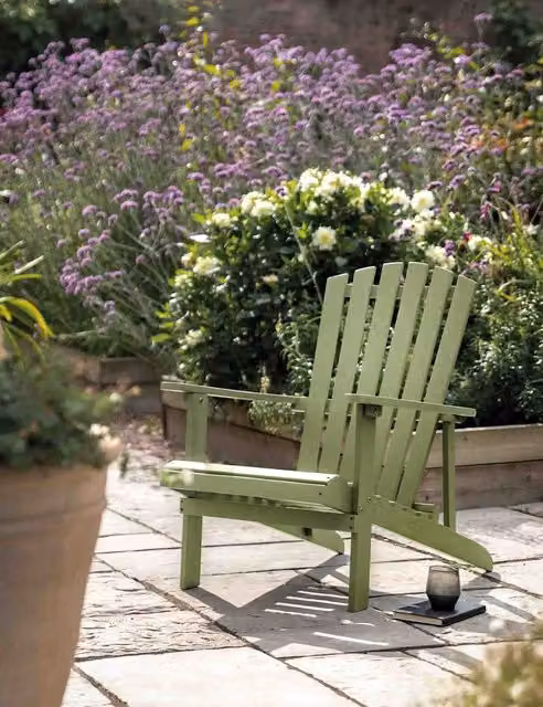 Gallery Direct Siena Lounge Chair in Green with Acacia Wood Frame and Armrests