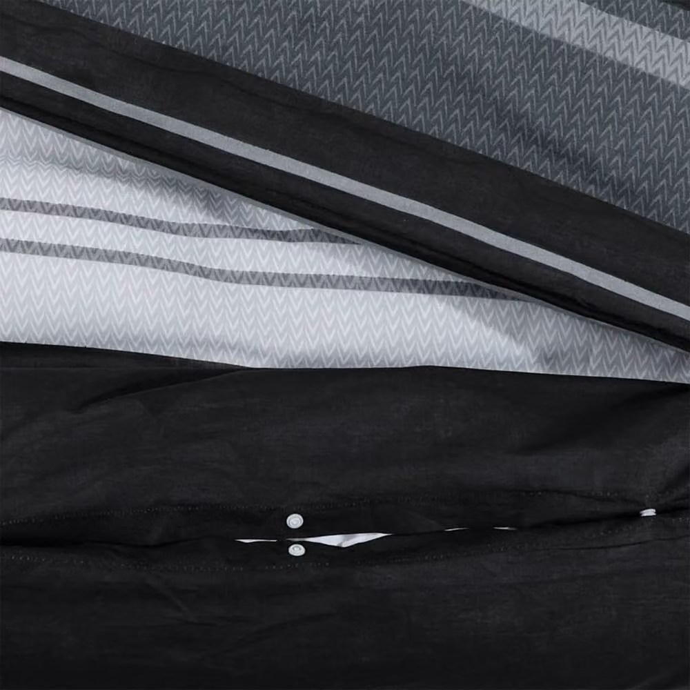 Berkfield Home Striped Cotton Duvet Cover and Pillowcase Set in Black and White, W: 140 cm, H: 200 cm – 4
