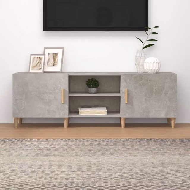 Berkfield Home TV Cabinet in Concrete Grey, Engineered Wood, W/D/H: 150 x 30 x 50 cm – 1